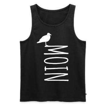Moin mit Möwe | weiß | hochkant - Männer Premium Bio Tank Top - Schwarz - Vorne - Michal (187cm)