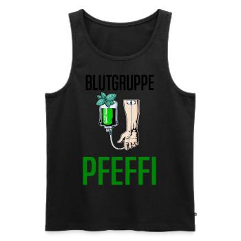 Blutgruppe Pfeffi - Suff Saufen Pfefferminzlikör - Männer Premium Bio Tank Top - Schwarz - Vorne - AI Model Male 178 light (178cm)