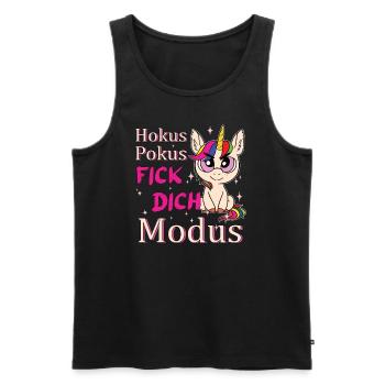 Hokus Pokus Fick dich Modus Einhorn - Männer Premium Bio Tank Top - Schwarz - Vorne - Michal (187cm)