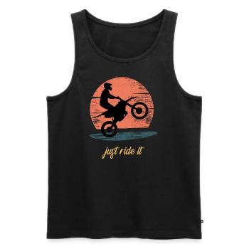 JUST RIDE IT SUPERMOTO WHEELIE - Männer Premium Bio Tank Top - Schwarz - Vorne - Michal (187cm)