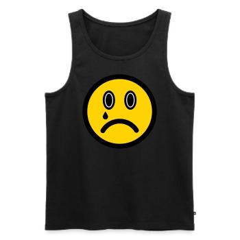 Weinendes Emoticon - Bildsymbol - Strichgesicht - Männer Premium Bio Tank Top - Schwarz - Vorne - Michal (187cm)