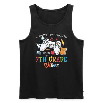 Vibes de 7ème année Retro Groovy Femmes Heureuses d’abord - Débardeur bio Premium Homme - noir - Devant - Michal (187cm)