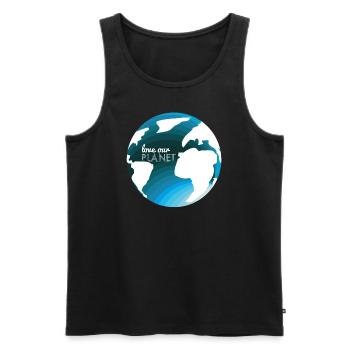 Love our Planet - Männer Premium Bio Tank Top - Schwarz - Vorne - Michal (187cm)