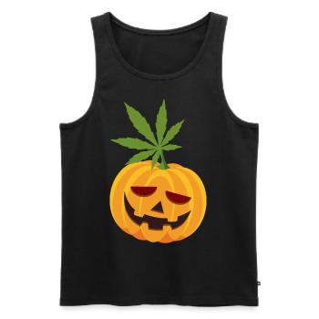 Wide 420 Pumpkin stoned for Halloween Funny - Men's Premium Organic Tank Top - black - Front - Michal (187cm)