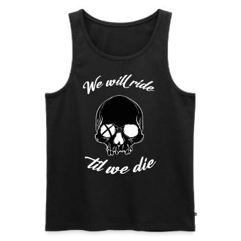 RIDE TILL WE DIE DEADSKULL MOTORRAD - Männer Premium Bio Tank Top - Schwarz - Vorne - Michal (187cm)