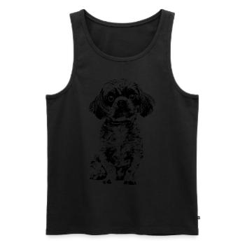 Drolliger kleiner Hund mit große Kulleraugen. - Männer Premium Bio Tank Top - Schwarz - Vorne - AI Model Male 178 light (178cm)