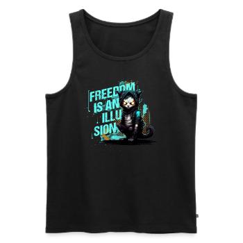 Freedom is an Illusion Hacker Cat Cat - Männer Premium Bio Tank Top - Schwarz - Vorne - AI Model Male 178 light (178cm)