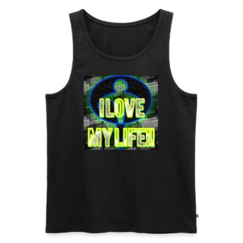 I Love my Life!! - Abbild - 2023 - Männer Premium Bio Tank Top - Schwarz - Vorne - AI Model Male 178 light (178cm)