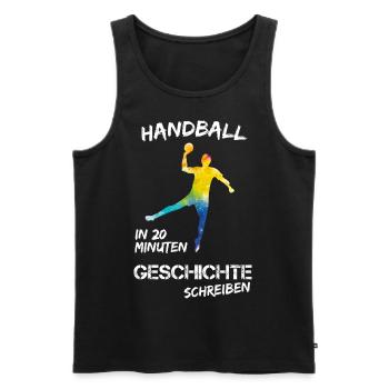 Handball in 20 Minuten Geschichte schreiben - Männer Premium Bio Tank Top - Schwarz - Vorne - Michal (187cm)