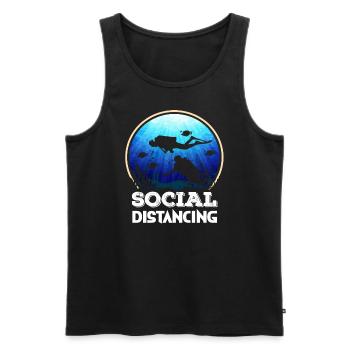 Distanciation sociale - Plongée sous-marine T- shrt - Débardeur bio Premium Homme - noir - Devant - AI Model Male 178 light (178cm)
