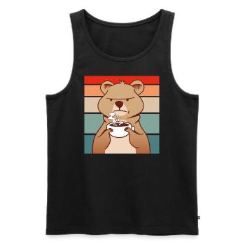 L’Homme du matin Quokka - Débardeur bio Premium Homme - noir - Devant - AI Model Male 178 light (178cm)