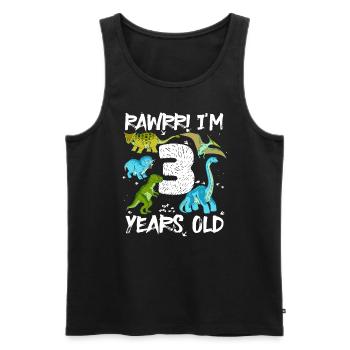Trois 3 ans 3ème anniversaire 3 ans, dinosaure - Débardeur bio Premium Homme - noir - Devant - AI Model Male 178 light (178cm)