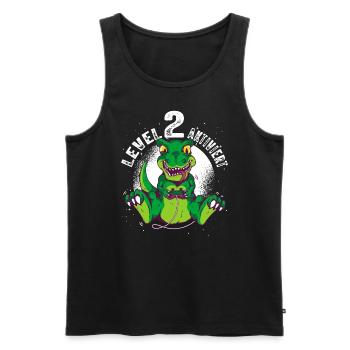 Level 2 Jahre alt, 2. Geburtstag Gamer Dino T-Rex - Männer Premium Bio Tank Top - Schwarz - Vorne - Michal (187cm)