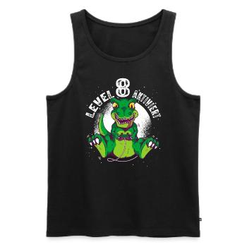 Level 8 Jahre alt, 8. Geburtstag Gamer Dino T-Rex - Männer Premium Bio Tank Top - Schwarz - Vorne - Michal (187cm)
