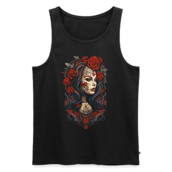 Women and Roses - Men's Premium Organic Tank Top - black - Front - AI Model Male 178 light (178cm)