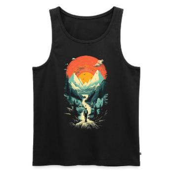 Hiking - Men's Premium Organic Tank Top - black - Front - AI Model Male 178 light (178cm)