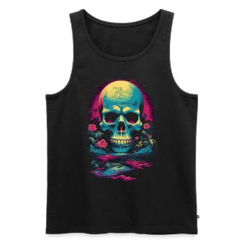 Retro Skull Head - Men's Premium Organic Tank Top - black - Front - AI Model Male 178 light (178cm)