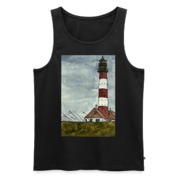 Lighthouse Westerheversand North Sea Coast Moin Coast - Men's Premium Organic Tank Top - black - Front - AI Model Male 178 light (178cm)