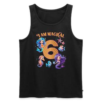 Mermaid Anniversaire 6 ans - Débardeur bio Premium Homme - noir - Devant - Michal (187cm)