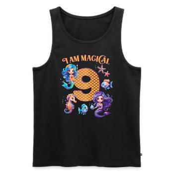 Meerjungfrau Geburtstag 9 Jahre - Männer Premium Bio Tank Top - Schwarz - Vorne - AI Model Male 178 light (178cm)