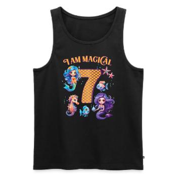 Mermaid Anniversaire 9 ans - Débardeur bio Premium Homme - noir - Devant - Michal (187cm)