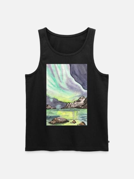 Norge Nordlys Night Skandinavien Lofoten - Herre Premium økologisk tanktop - sort