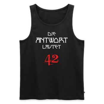 Die Antwort lautet 42 Helle Schrift - Männer Premium Bio Tank Top - Schwarz - Vorne - AI Model Male 178 light (178cm)