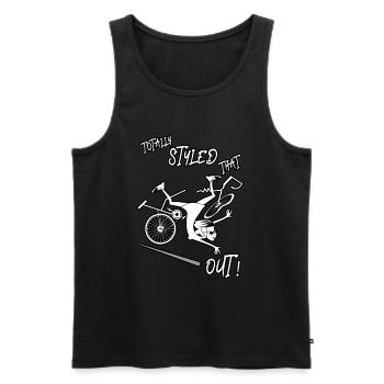 Funny Bike Accident, Bicycle Crash, Cycling Girl - Men's Premium Organic Tank Top - black - Front - AI Model Male 178 light (178cm)