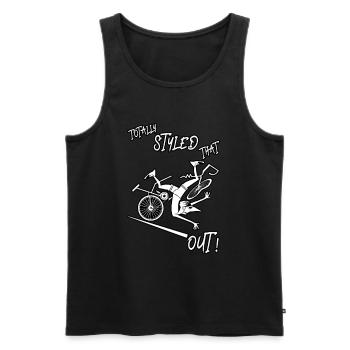 Funny Bike Accident, Bicycle Crash, Cycling Injury - Men's Premium Organic Tank Top - black - Front - AI Model Male 178 light (178cm)