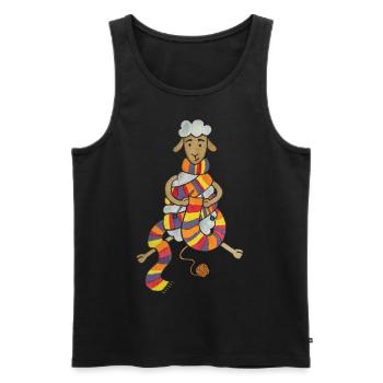 Cute Sheep Knitting Crochet Wool - Men's Premium Organic Tank Top - black - Front - AI Model Male 178 light (178cm)
