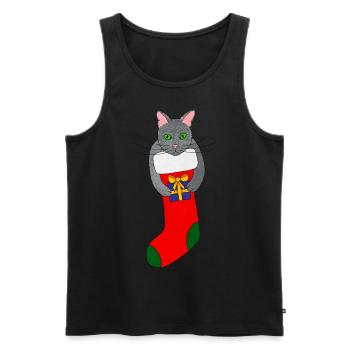 christmas cat kitten christmas kitten xmas cat - Men's Premium Organic Tank Top - black - Front - AI Model Male 178 light (178cm)