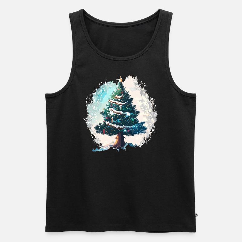Weihnachtsbaum im Schnee - Männer Premium Bio Tank Top - Schwarz
