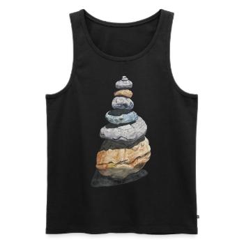 Steinstapel Steintürmchen Steinmännchen Wandern - Männer Premium Bio Tank Top - Schwarz - Vorne - AI Model Male 178 light (178cm)