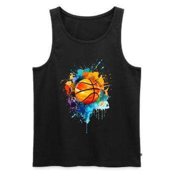 Colorful Basketball Paint Splash Splash Splash of Color - Men's Premium Organic Tank Top - black - Front - AI Model Male 178 light (178cm)