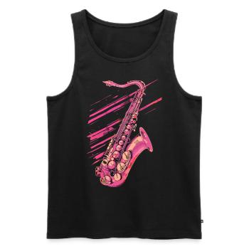 Saxophon 80er 90er Jahre - Männer Premium Bio Tank Top - Schwarz - Vorne - AI Model Male 178 light (178cm)