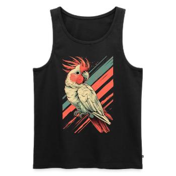 Papagei retro vintage pink - Männer Premium Bio Tank Top - Schwarz - Vorne - AI Model Male 178 light (178cm)