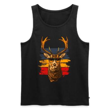Hirsch mit Sonnenbrille vintage - Männer Premium Bio Tank Top - Schwarz - Vorne - Michal (187cm)