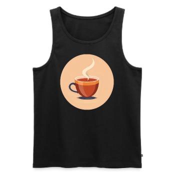 Tasse à café à vapeur minimale - Débardeur bio Premium Homme - noir - Devant - AI Model Male 178 light (178cm)