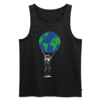 Singe Terre Globe Singe Amour Chimpanzé - Débardeur bio Premium Homme - noir - Devant - Michal (187cm)