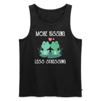 More kissing less stressing fun kissing frogs - Men's Premium Organic Tank Top - black - Front - AI Model Male 178 light (178cm)