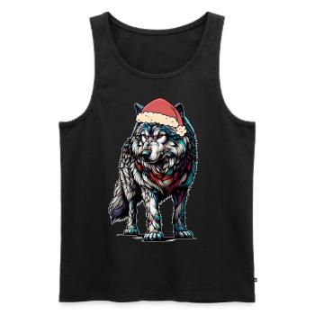 Nikolaus Weihnachtsmann Wolf Wölfe mystisch - Männer Premium Bio Tank Top - Schwarz - Vorne - AI Model Male 178 light (178cm)