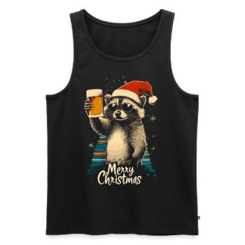 Christmas Beer Raccoon - Men's Premium Organic Tank Top - black - Front - Michal (187cm)