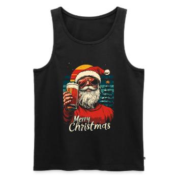 Weihnachtsmann mit Bier - Männer Premium Bio Tank Top - Schwarz - Vorne - Michal (187cm)
