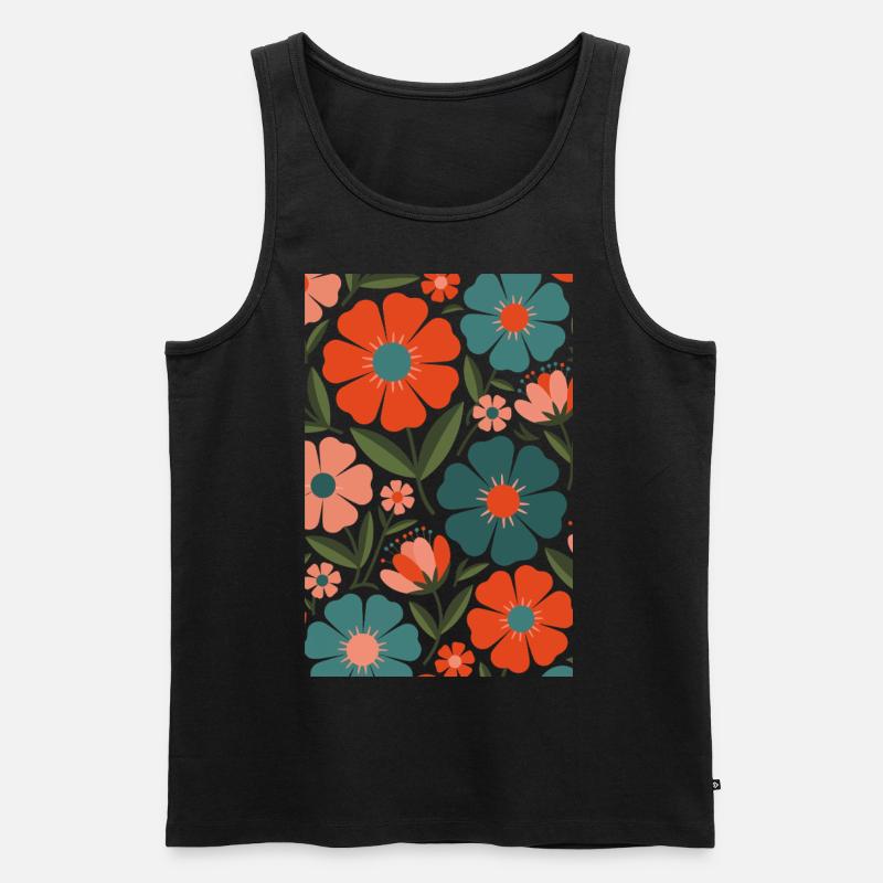 Boho Flora Blumen - Männer Premium Bio Tank Top - Schwarz