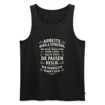 Funny Sayings Work Break Job Office - Men's Premium Organic Tank Top - black - Front - AI Model Male 178 light (178cm)