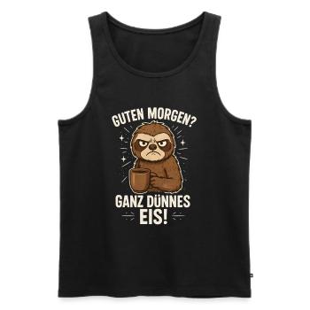 Good Morning Very Thin Sloth Coffee - Men's Premium Organic Tank Top - black - Front - Michal (187cm)