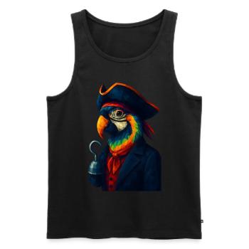 WPAP Stil Tiere - Papagei Pirat mit Piratenhut - Männer Premium Bio Tank Top - Schwarz - Vorne - AI Model Male 178 light (178cm)