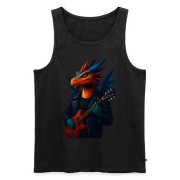 WPAP Style Animals - Dragon Guitarist - Men's Premium Organic Tank Top - black - Front - AI Model Male 178 light (178cm)
