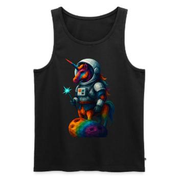 WPAP Stil Tiere - Einhorn im Astronauten Anzug - Männer Premium Bio Tank Top - Schwarz - Vorne - AI Model Male 178 light (178cm)