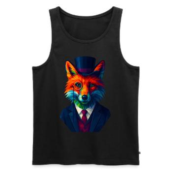 WPAP Stil Tiere - Fuchs eleganter Anzug Monokel - Männer Premium Bio Tank Top - Schwarz - Vorne - Michal (187cm)